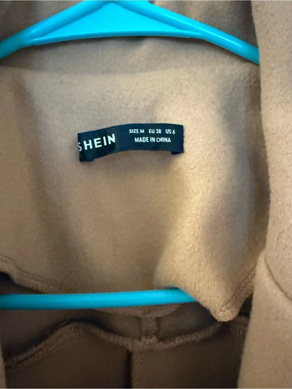 SHEIN Men's Double-Breasted Camel Pea Coat